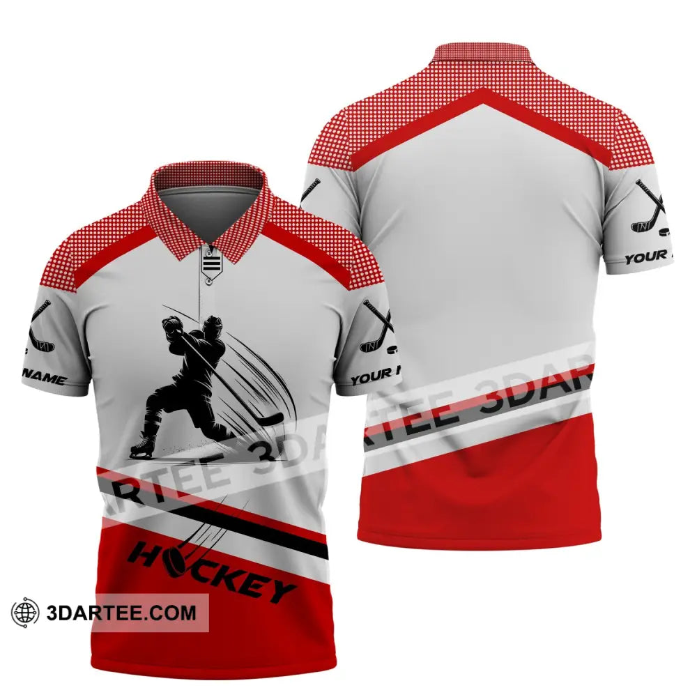 Unisex Shirt Custom Name Hockey T-Shirt Polo Gift For Player / S