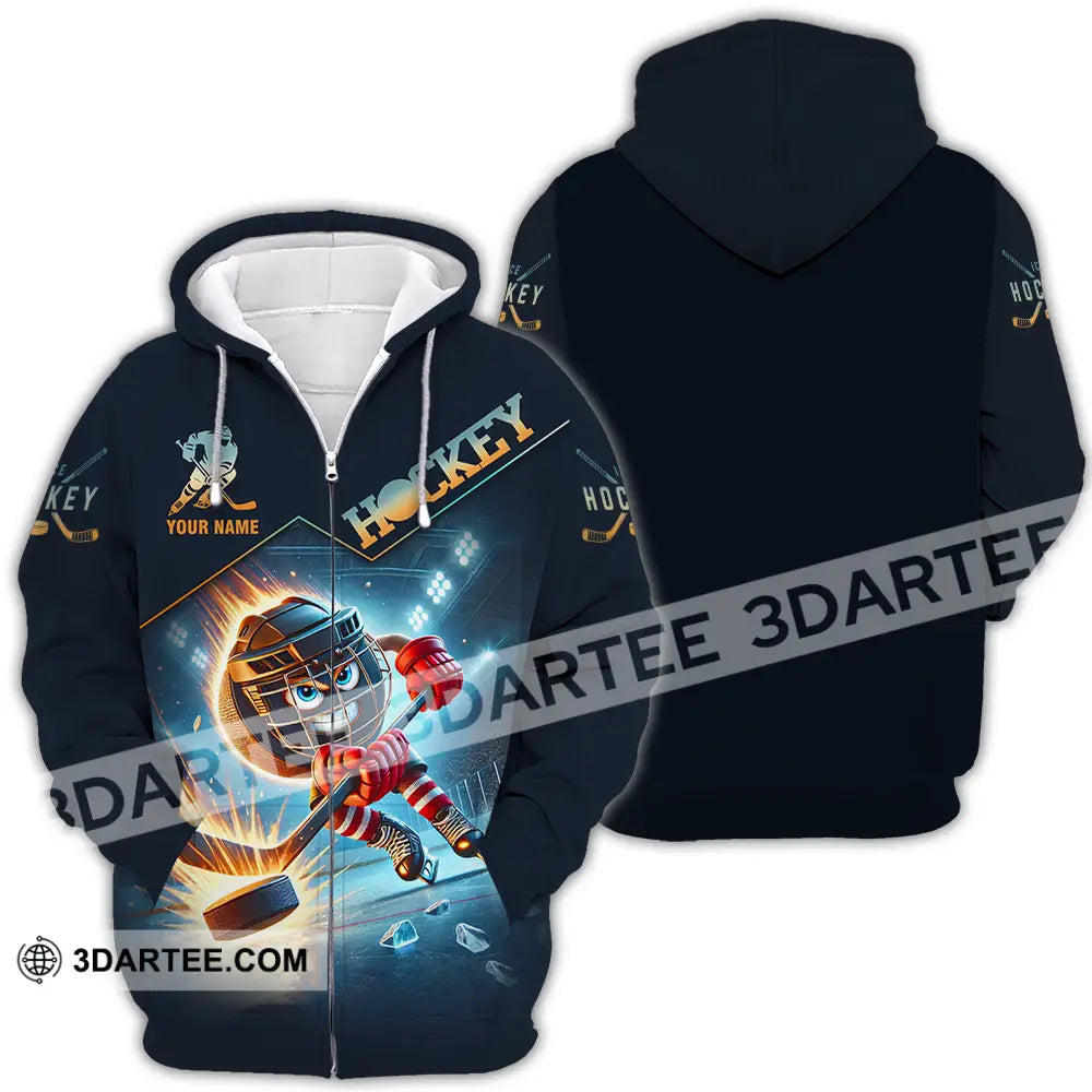 Unisex Shirt - Custom Name Hockey Zipper Hoodie / S T-Shirt
