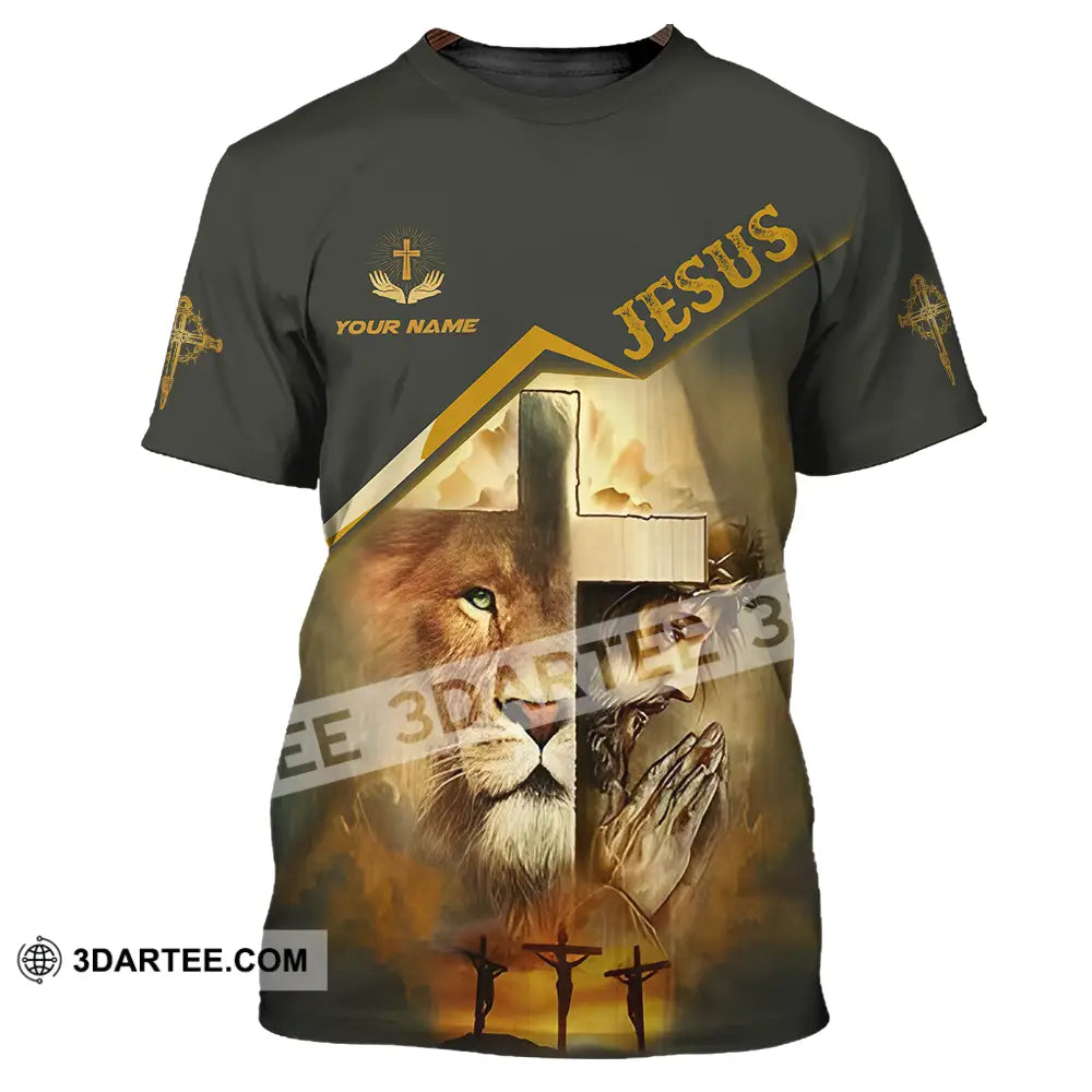 Unisex Shirt - Custom Name Holy Cross Lion Jesus T-Shirt / S T-Shirt