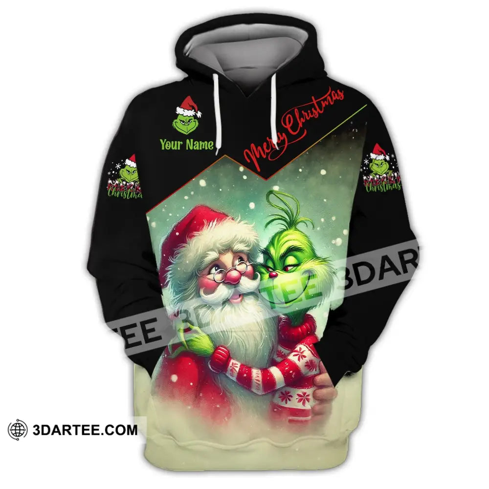 Unisex Shirt - Custom Name Hugging Santa Hoodie / S T-Shirt