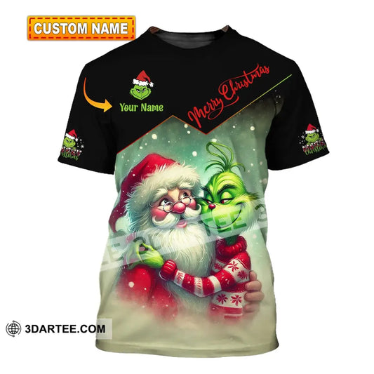 Unisex Shirt - Custom Name Hugging Santa T-Shirt