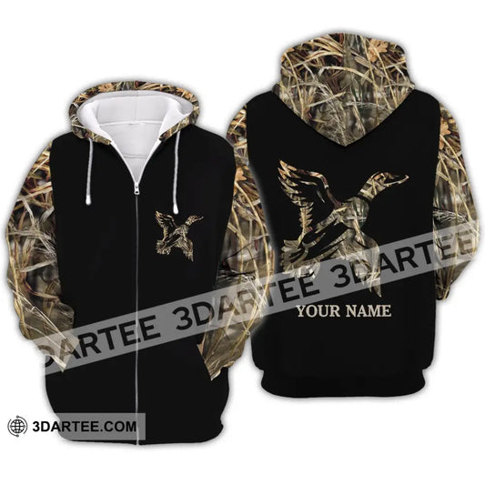 Unisex Shirt - Custom Name Hunting Duck Full Printing Zipper Hoodie / S T-Shirt