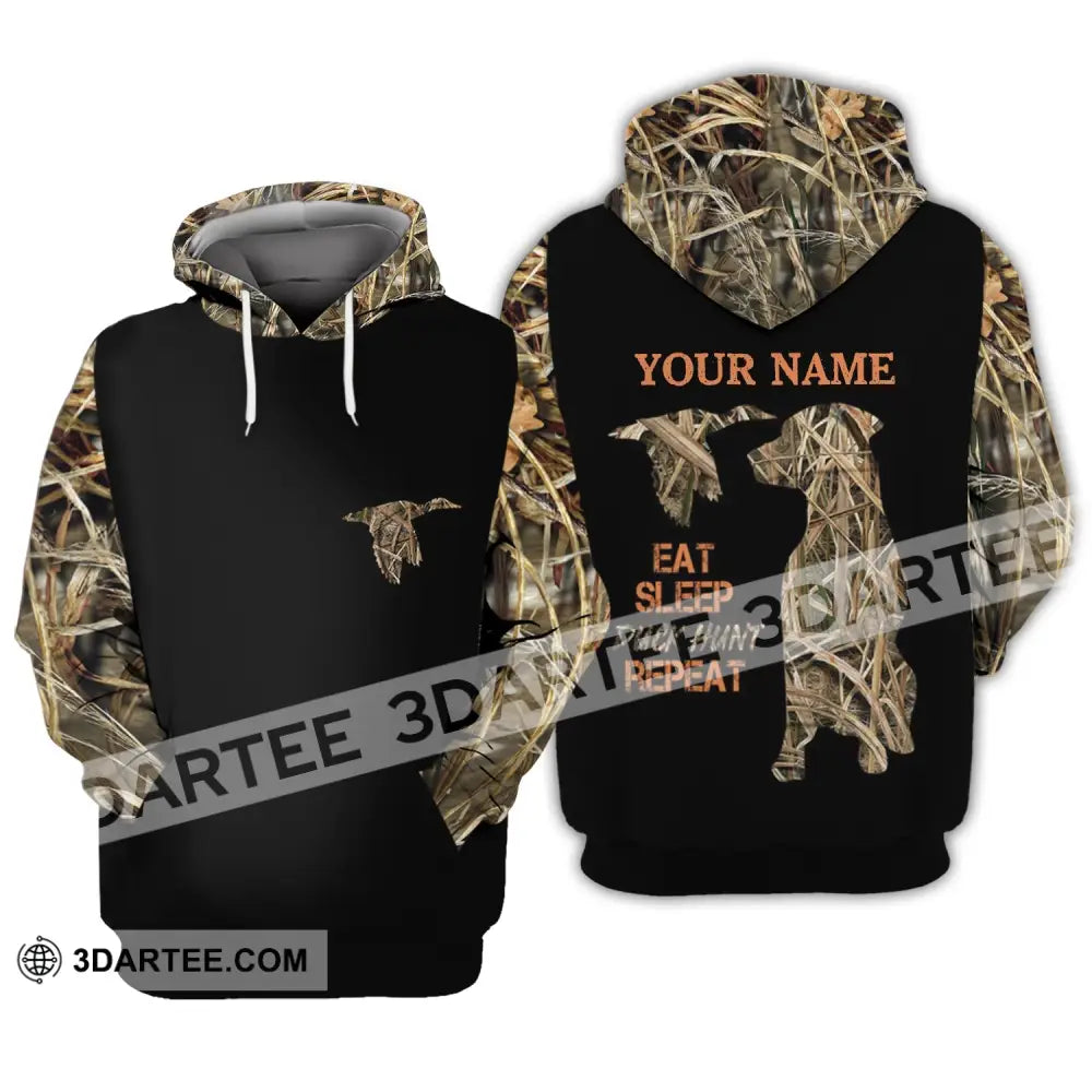 Unisex Shirt - Custom Name Hunting Duck Waterfowl Camo Bird Dog Hunter Hoodie / S T-Shirt