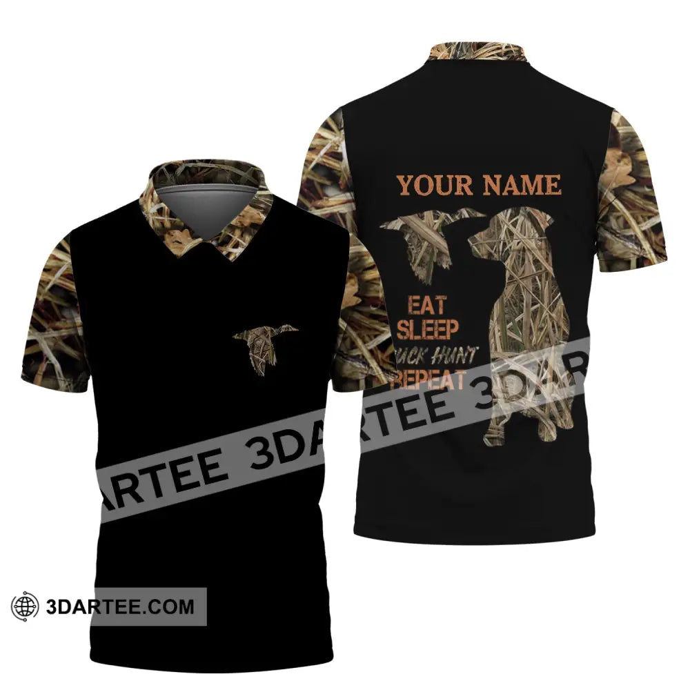 Unisex Shirt - Custom Name Hunting Duck Waterfowl Camo Bird Dog Hunter Polo / S T-Shirt