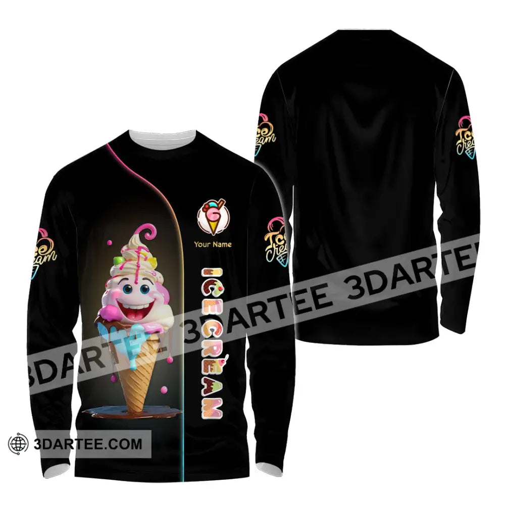 Unisex Shirt Custom Name Ice Cream Lover Gift Long Sleeve / S T-Shirt