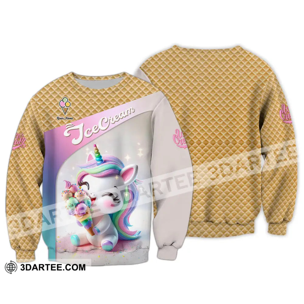 Unisex Shirt Custom Name Ice Cream Lover T-Shirt Long Sleeve / S T-Shirt