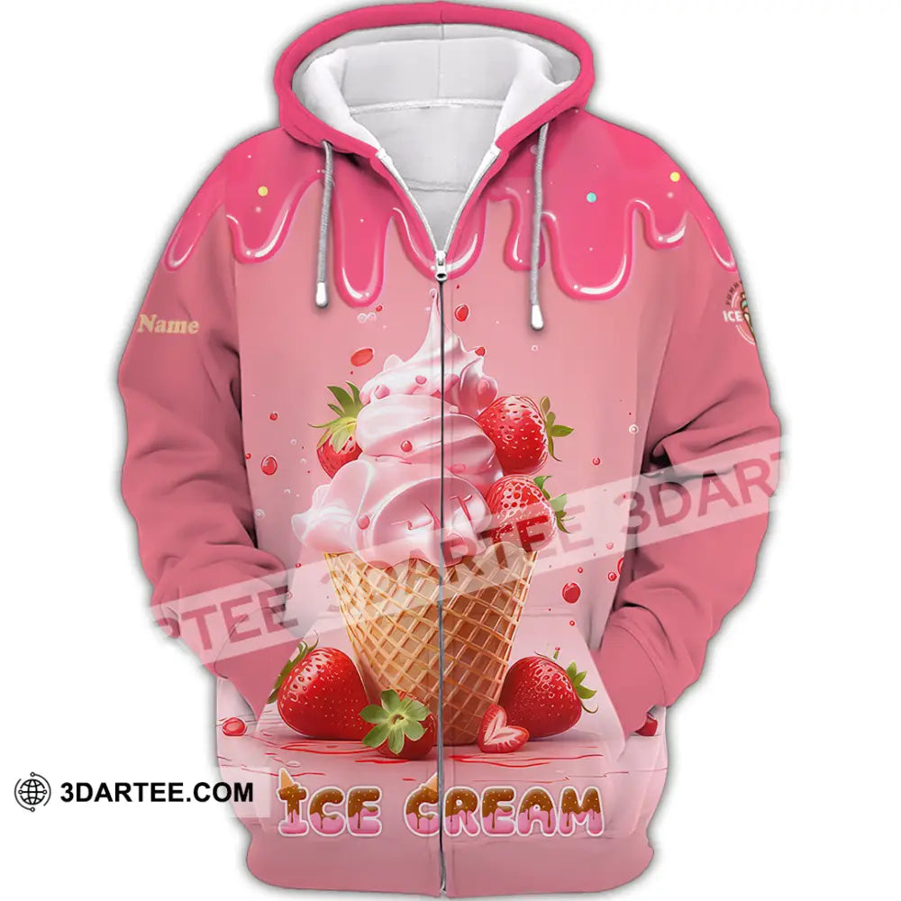 Unisex Shirt Custom Name Ice Cream Lover Zipper Hoodie / S T-Shirt