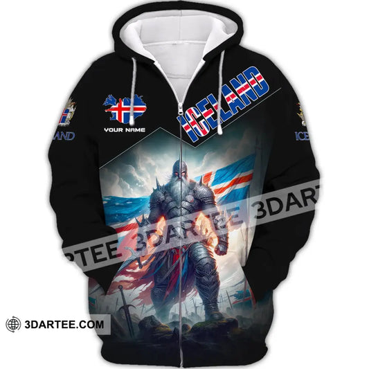 Unisex Shirt Custom Name Iceland Love Icelandic Gift Zipper Hoodie / S T-Shirt