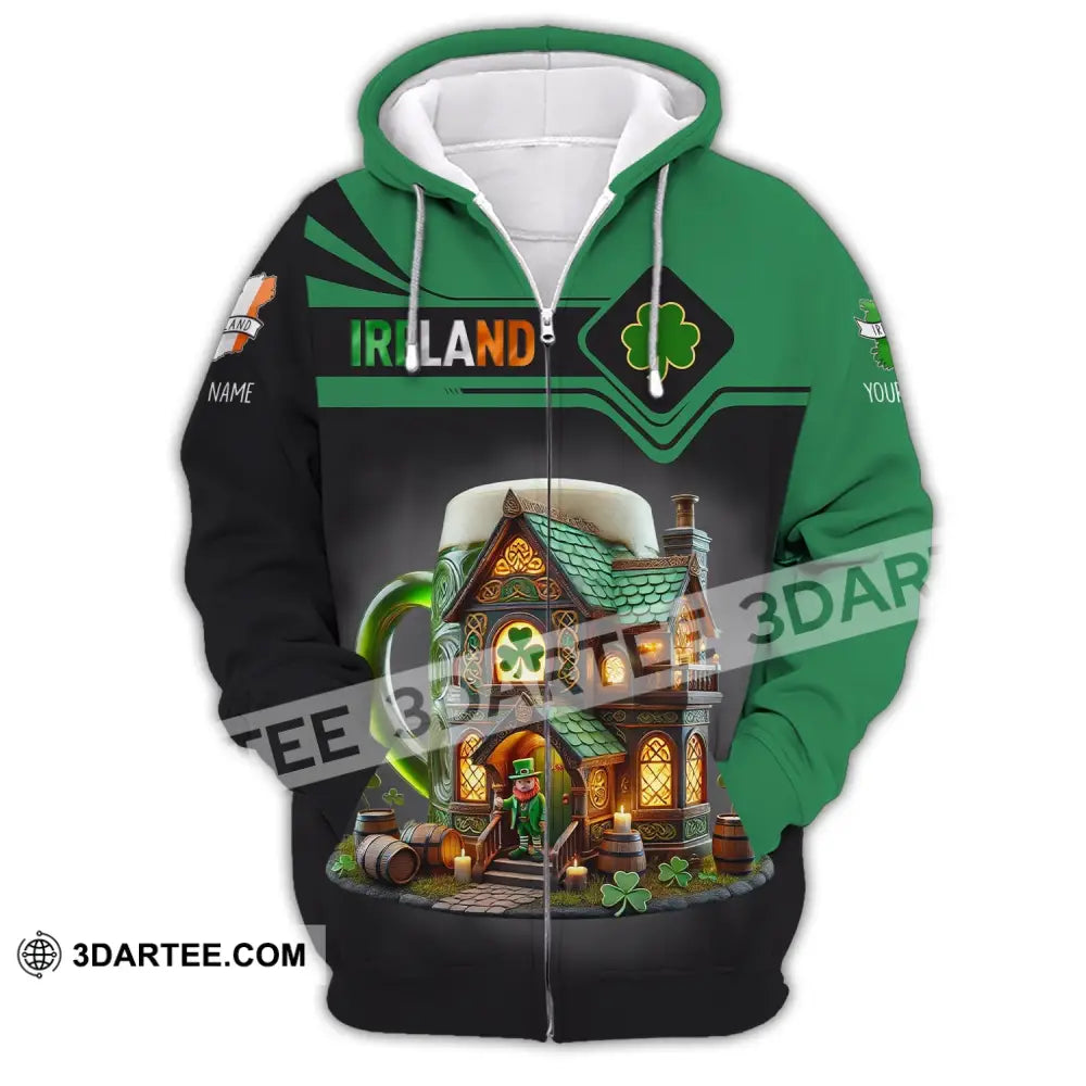 Unisex Shirt Custom Name Ireland Lover T-Shirt Gift Zipper Hoodie / S T-Shirt