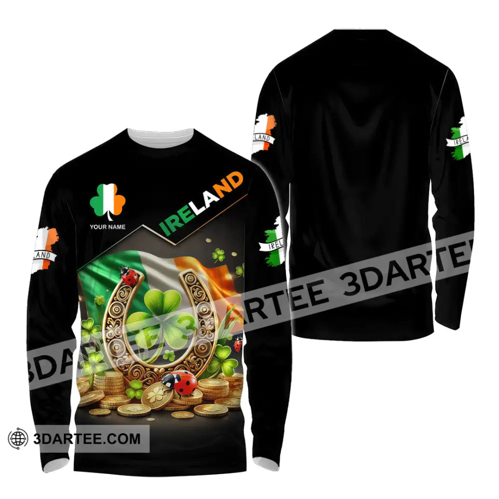 Unisex Shirt Custom Name Ireland Polo Long Sleeve / S T-Shirt