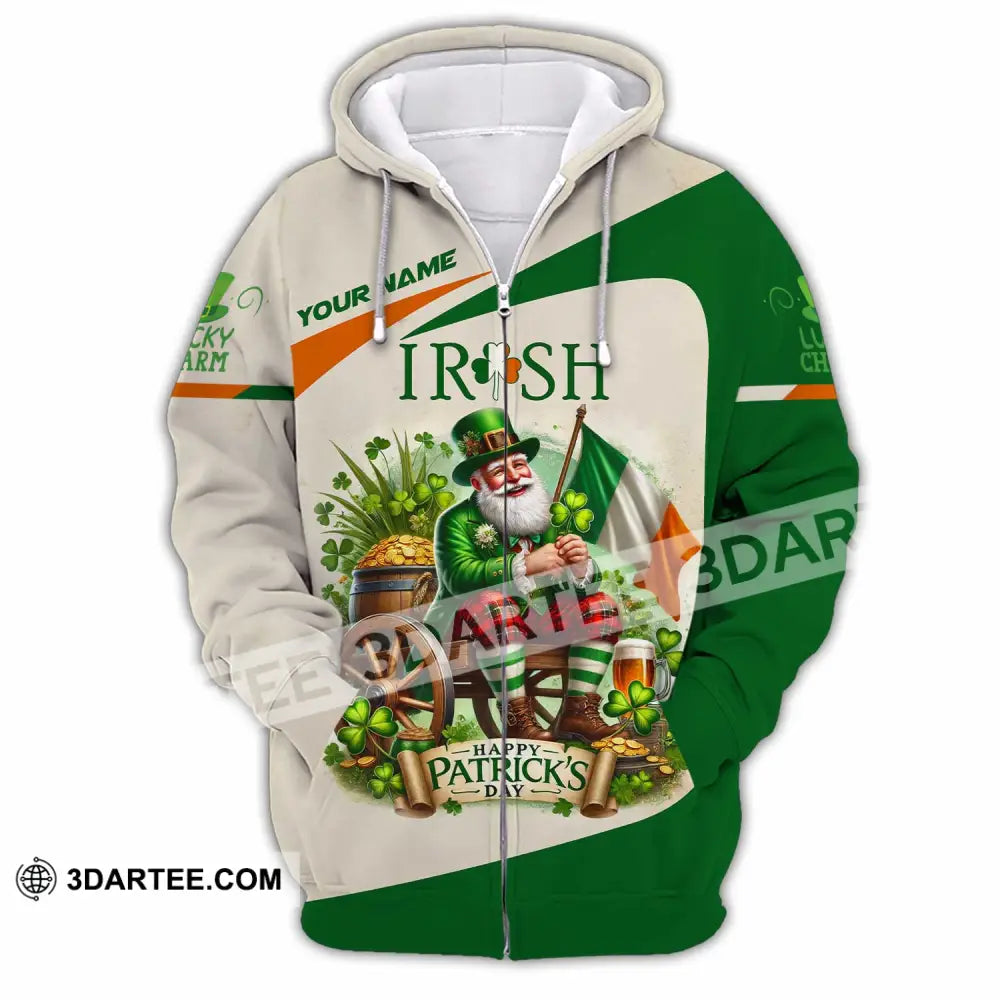 Unisex Shirt Custom Name Ireland Polo Long Sleeve Zipper Hoodie / S T-Shirt