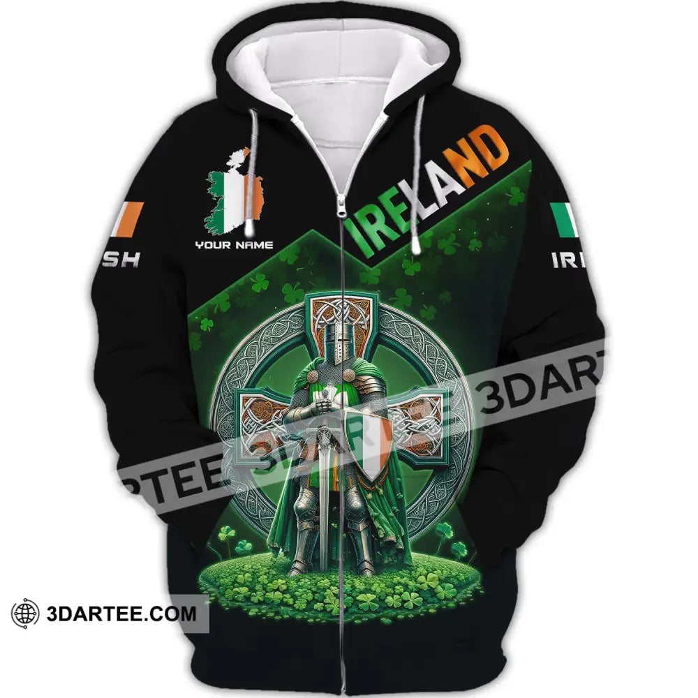 Unisex Shirt Custom Name Ireland T-Shirt Hoodie Polo Gift For Irish Zipper / S