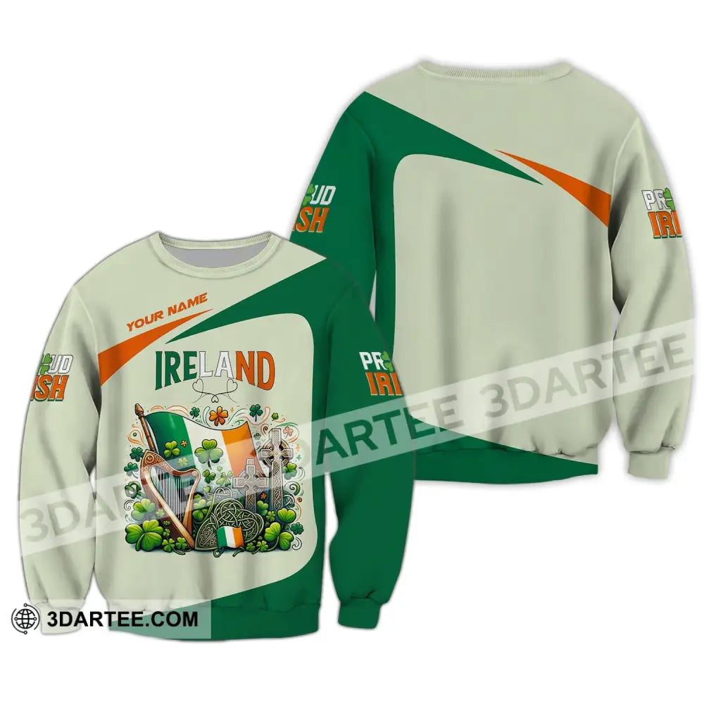 Unisex Shirt Custom Name Ireland T-Shirt Proud Irish Gift For Long Sleeve / S