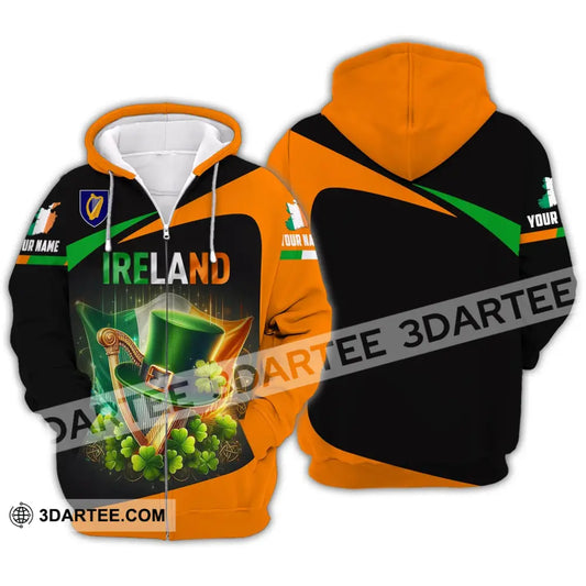 Unisex Shirt - Custom Name Ireland Zipper Hoodie / S T-Shirt