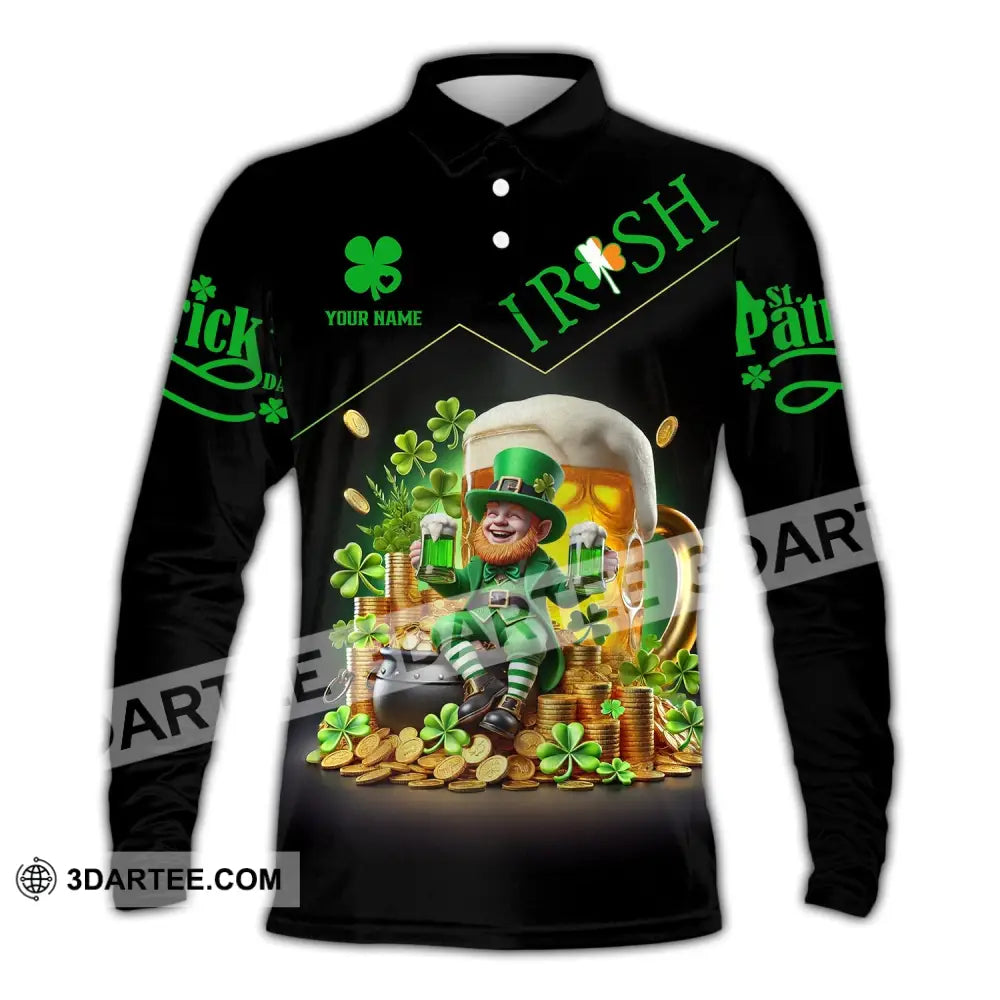 Unisex Shirt Custom Name Irish Ireland Love T-Shirt Long Sleeve Polo / S T-Shirt