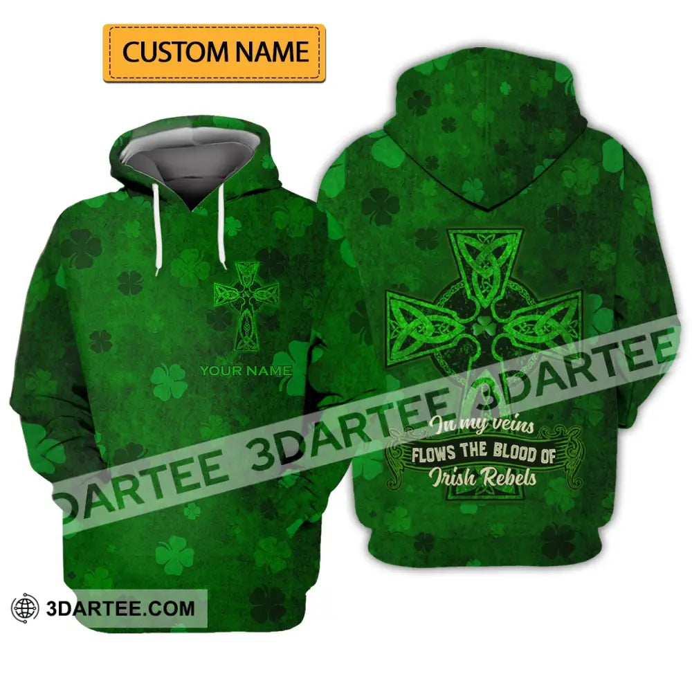 Unisex Shirt - Custom Name Irish Patrick’s Day Gift Happy Saint In My Veins Flows The Blood Of