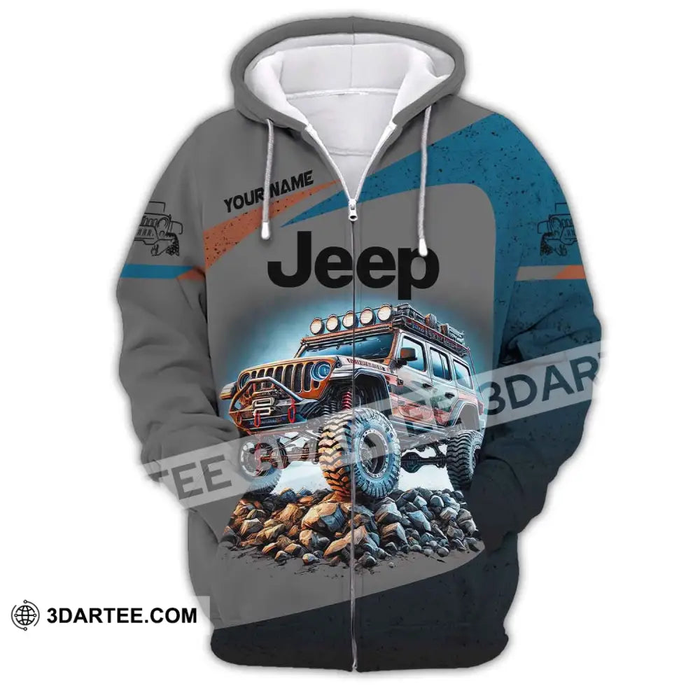 Unisex Shirt Custom Name Jeep Gladiator Polo Long Sleeve Zipper Hoodie / S T-Shirt