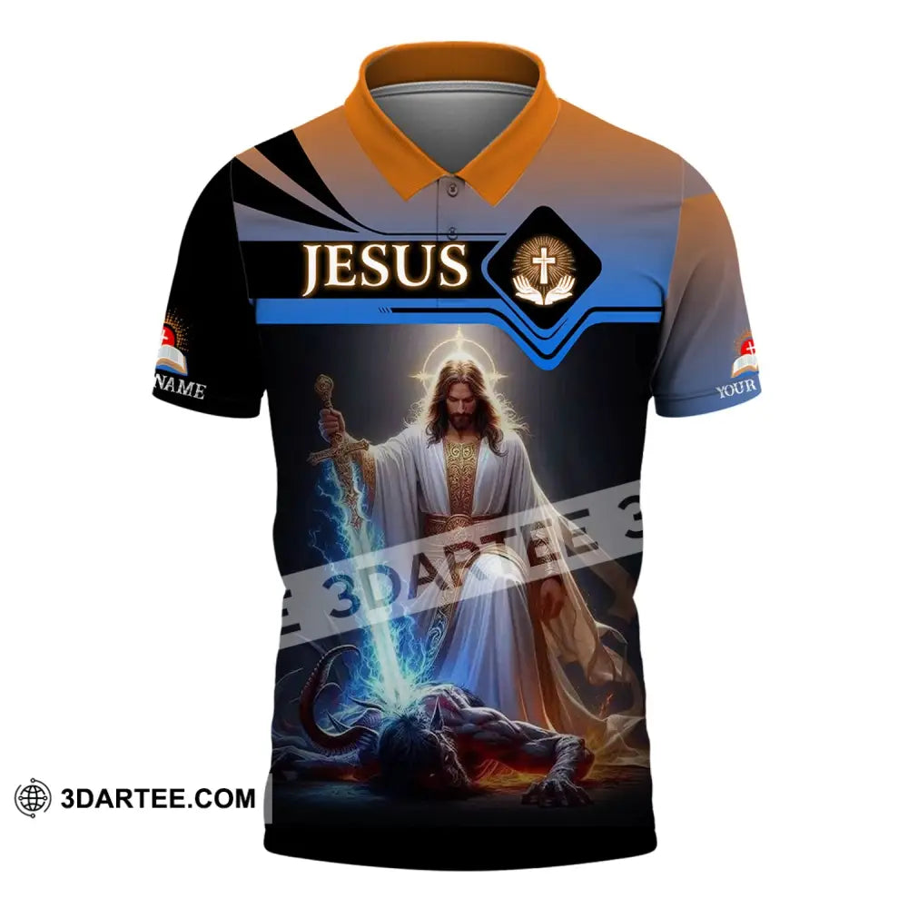 Unisex Shirt - Custom Name Jesus And Sword Polo / S T-Shirt