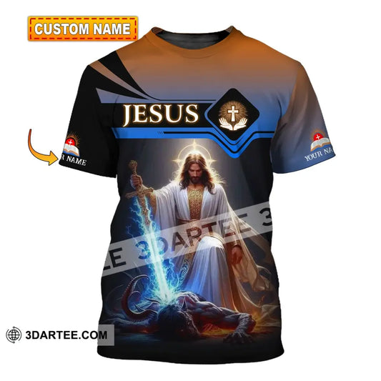 Unisex Shirt - Custom Name Jesus And Sword T-Shirt