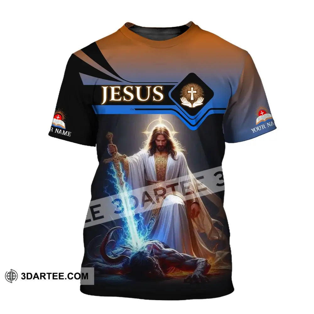 Unisex Shirt - Custom Name Jesus And Sword T-Shirt / S T-Shirt