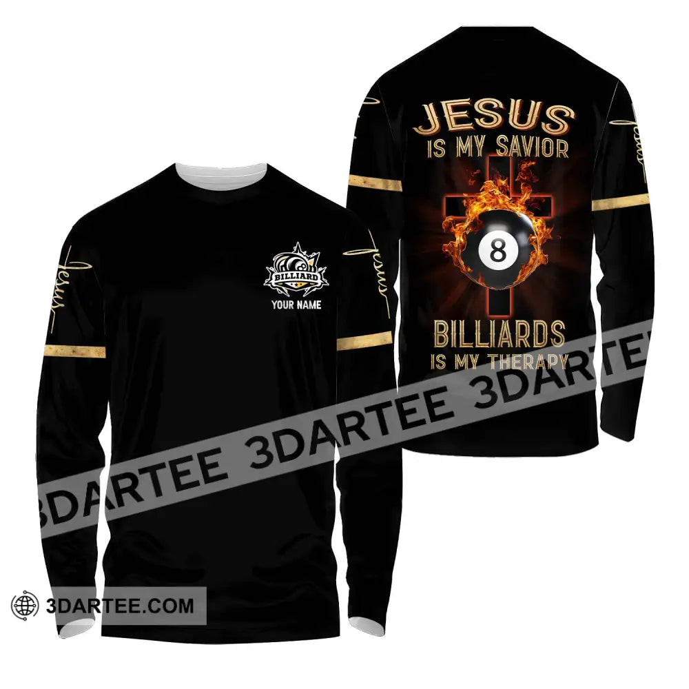 Unisex Shirt - Custom Name Jesus Billiards Long Sleeve / S T-Shirt