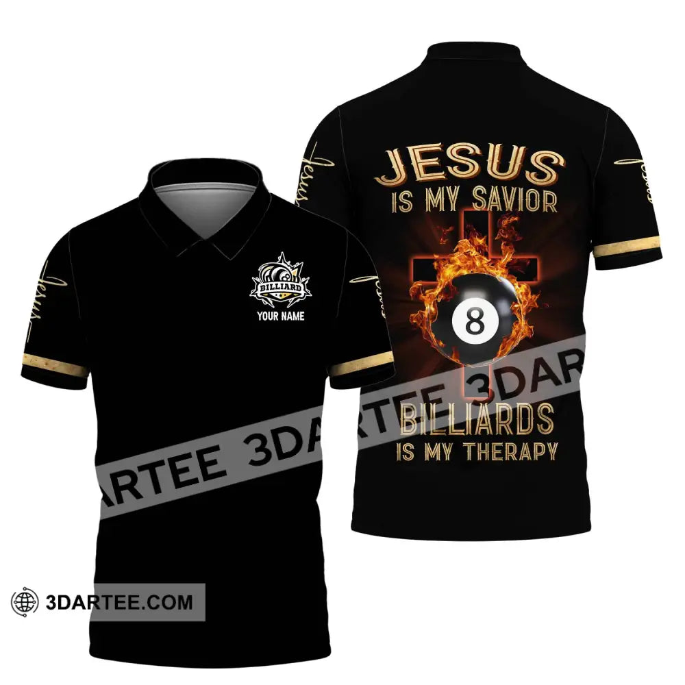 Unisex Shirt - Custom Name Jesus Billiards Polo / S T-Shirt