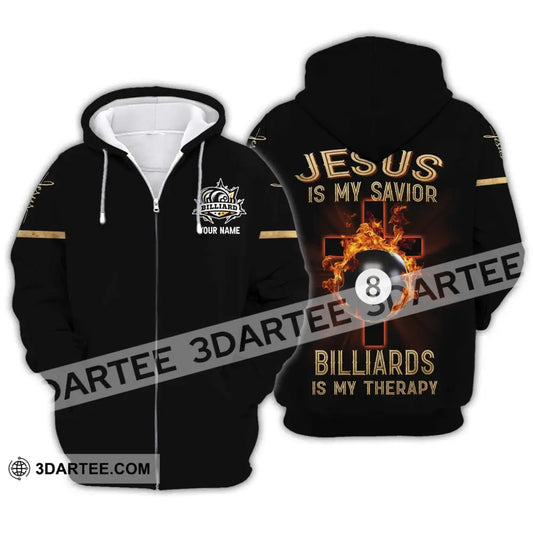 Unisex Shirt - Custom Name Jesus Billiards Zipper Hoodie / S T-Shirt