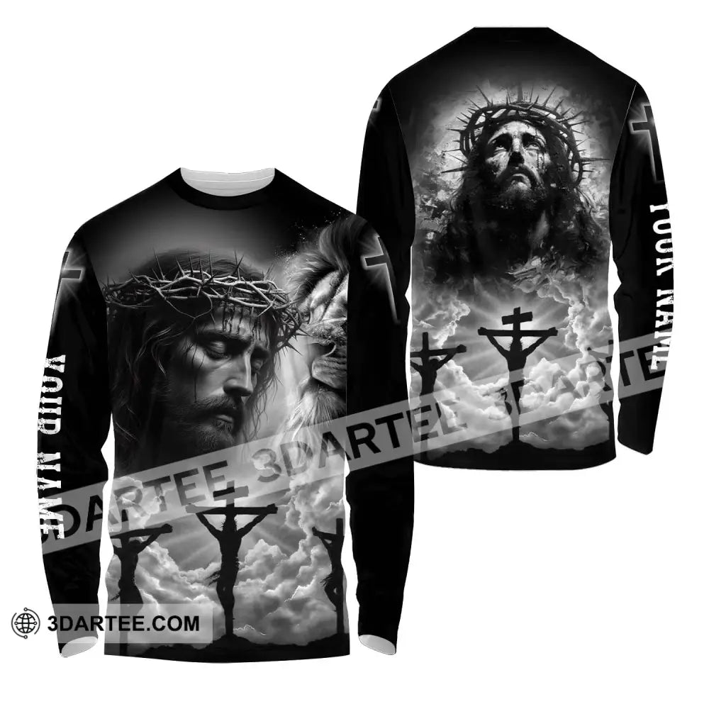 Unisex Shirt - Custom Name Jesus Black Long Sleeve / S T-Shirt