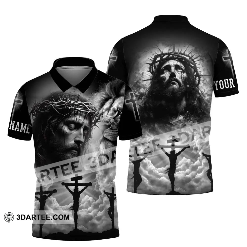 Unisex Shirt - Custom Name Jesus Black Polo / S T-Shirt