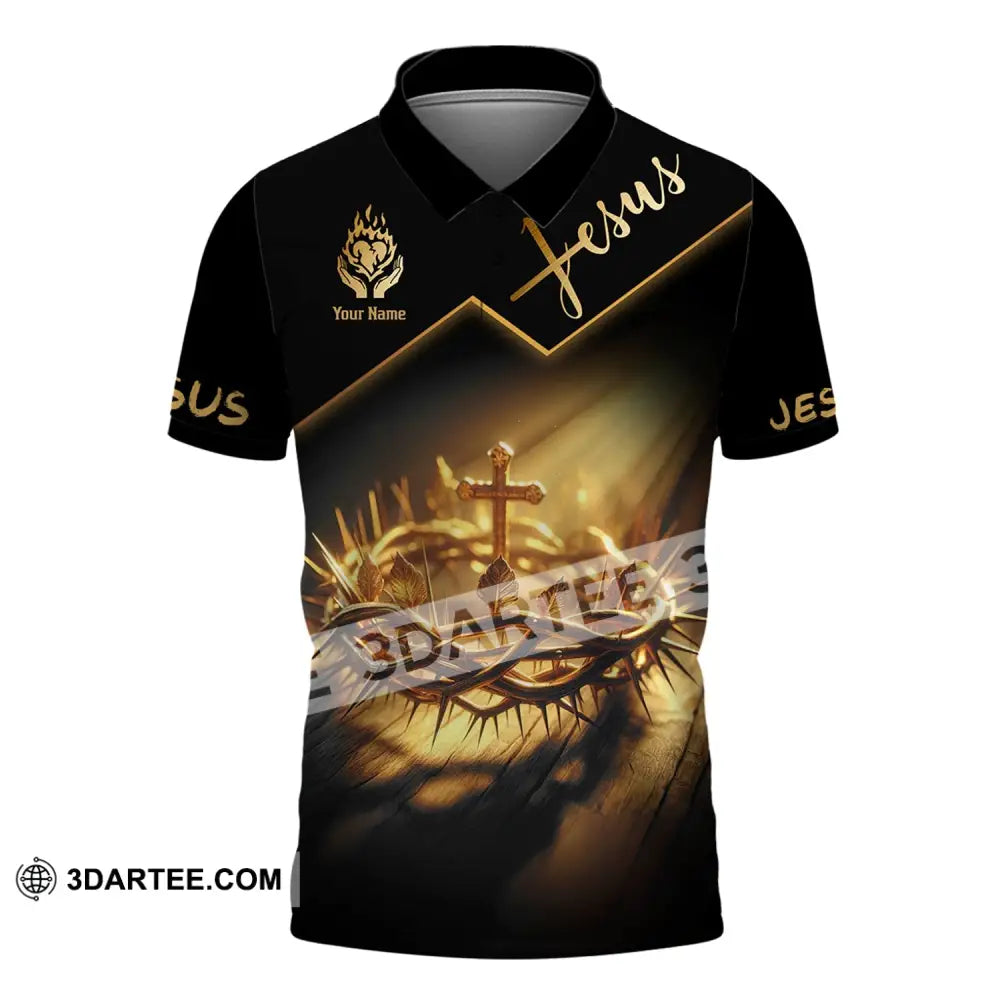 Unisex Shirt - Custom Name Jesus Crown Of Thorns Polo / S T-Shirt