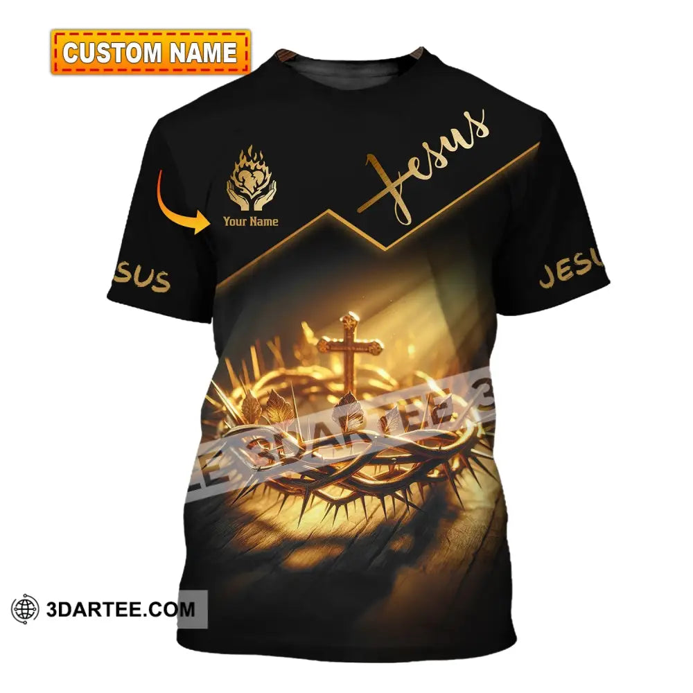 Unisex Shirt - Custom Name Jesus Crown Of Thorns T-Shirt