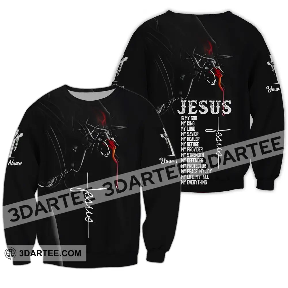 Unisex Shirt - Custom Name Jesus Is My God Long Sleeve / S T-Shirt