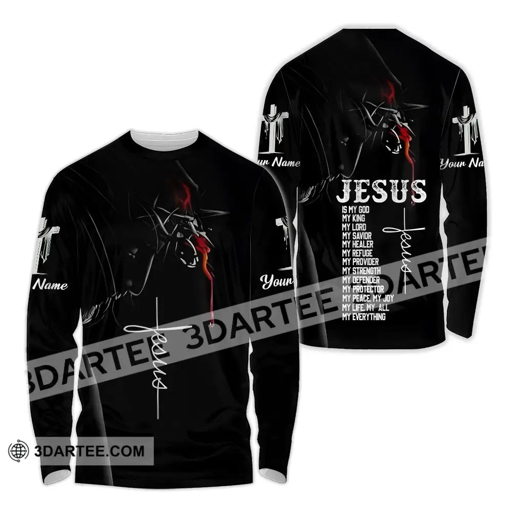 Unisex Shirt - Custom Name Jesus Is My God Long Sleeve / S T-Shirt