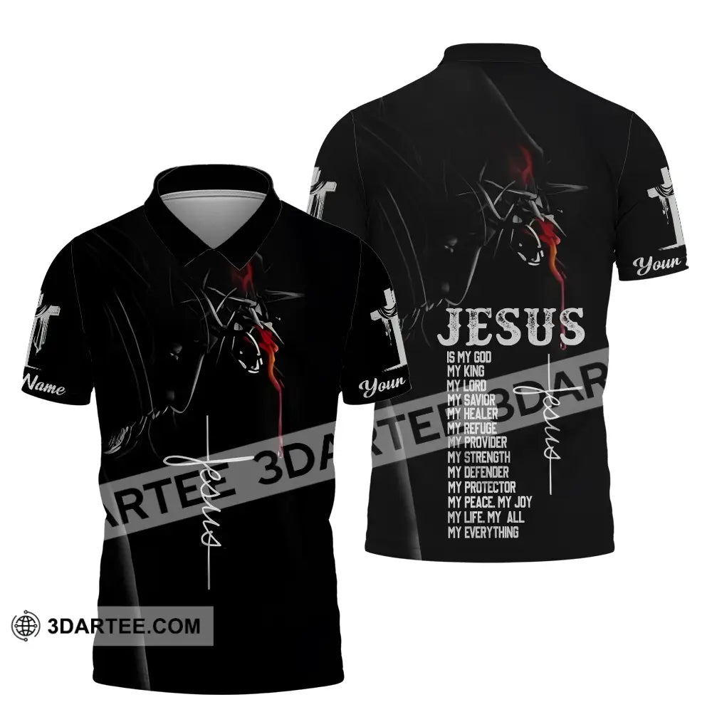 Unisex Shirt - Custom Name Jesus Is My God Polo / S T-Shirt