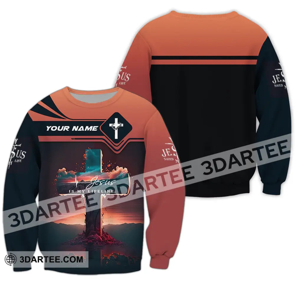 Unisex Shirt - Custom Name Jesus Is My Lifeline Long Sleeve / S T-Shirt