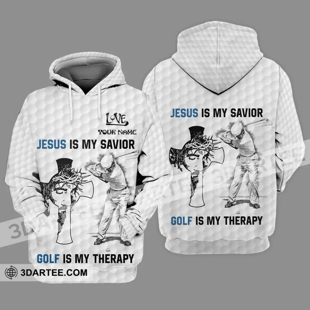 Unisex Shirt - Custom Name Jesus Is My Savior Golf Therapy Hoodie / S T-Shirt