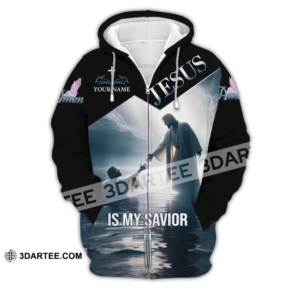 Unisex Shirt - Custom Name Jesus Is My Savior Saving Zipper Hoodie / S T-Shirt