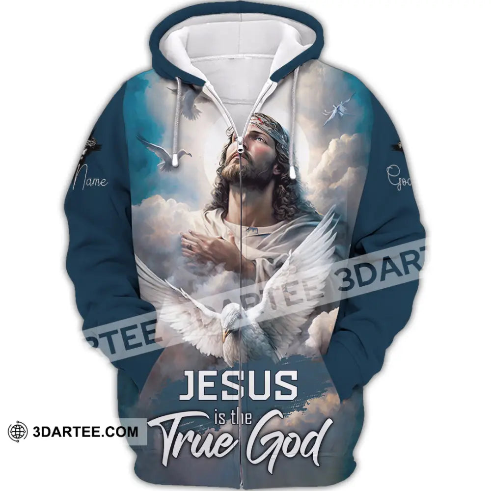 Unisex Shirt - Custom Name Jesus Is The True God Zipper Hoodie / S T-Shirt