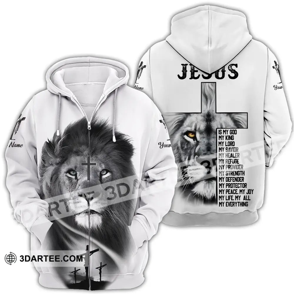 Unisex Shirt - Custom Name Jesus Light Is My God Zipper Hoodie / S T-Shirt