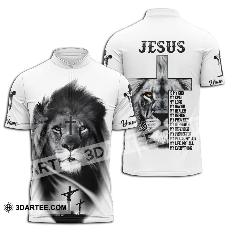 Unisex Shirt - Custom Name Jesus Light Is My God Zipper Polo / S T-Shirt