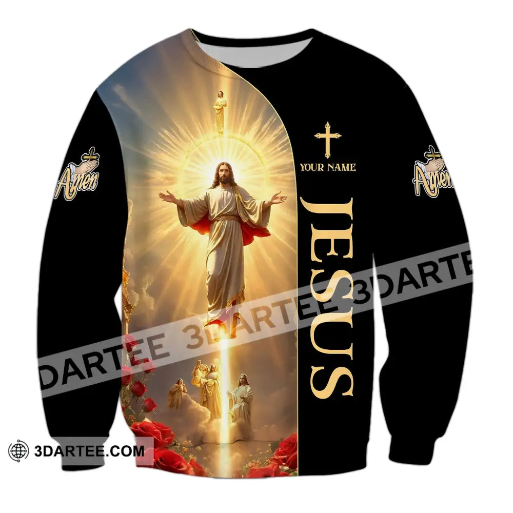 Unisex Shirt - Custom Name Jesus Light Long Sleeve / S T-Shirt