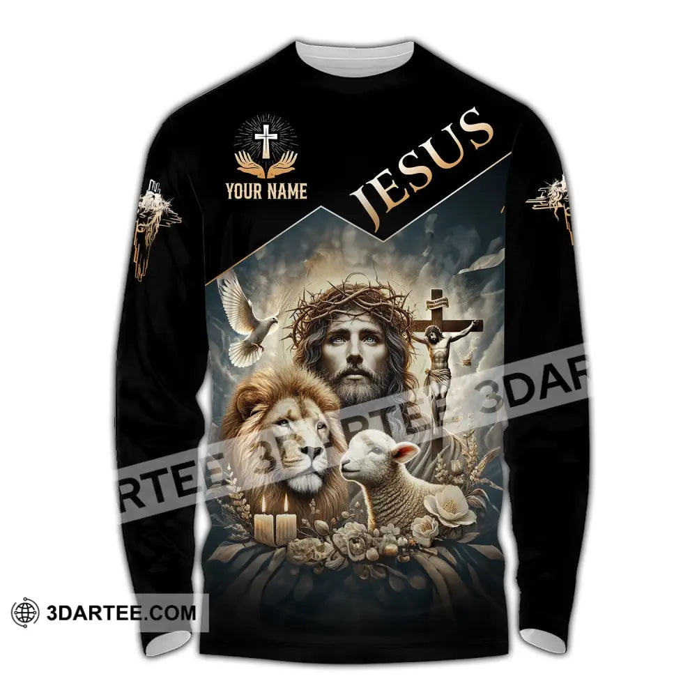 Unisex Shirt Custom Name Jesus Love Long Sleeve Hoodie Polo Gift For Christian / S T-Shirt