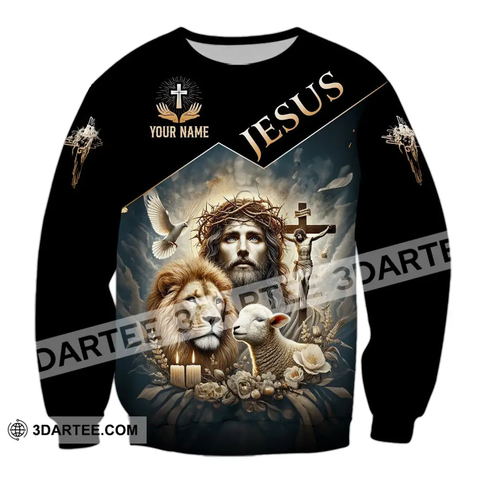 Unisex Shirt Custom Name Jesus Love Long Sleeve Hoodie Polo Gift For Christian / S T-Shirt