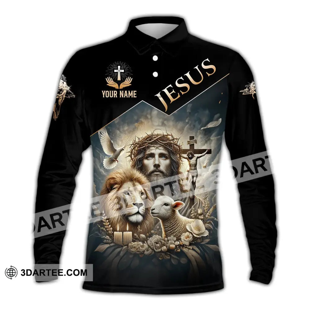 Unisex Shirt Custom Name Jesus Love Long Sleeve Hoodie Polo Gift For Christian / S T-Shirt