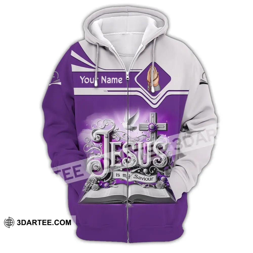 Unisex Shirt Custom Name Jesus Love Long Sleeve Hoodie Polo Gift For Christian Zipper / S T-Shirt