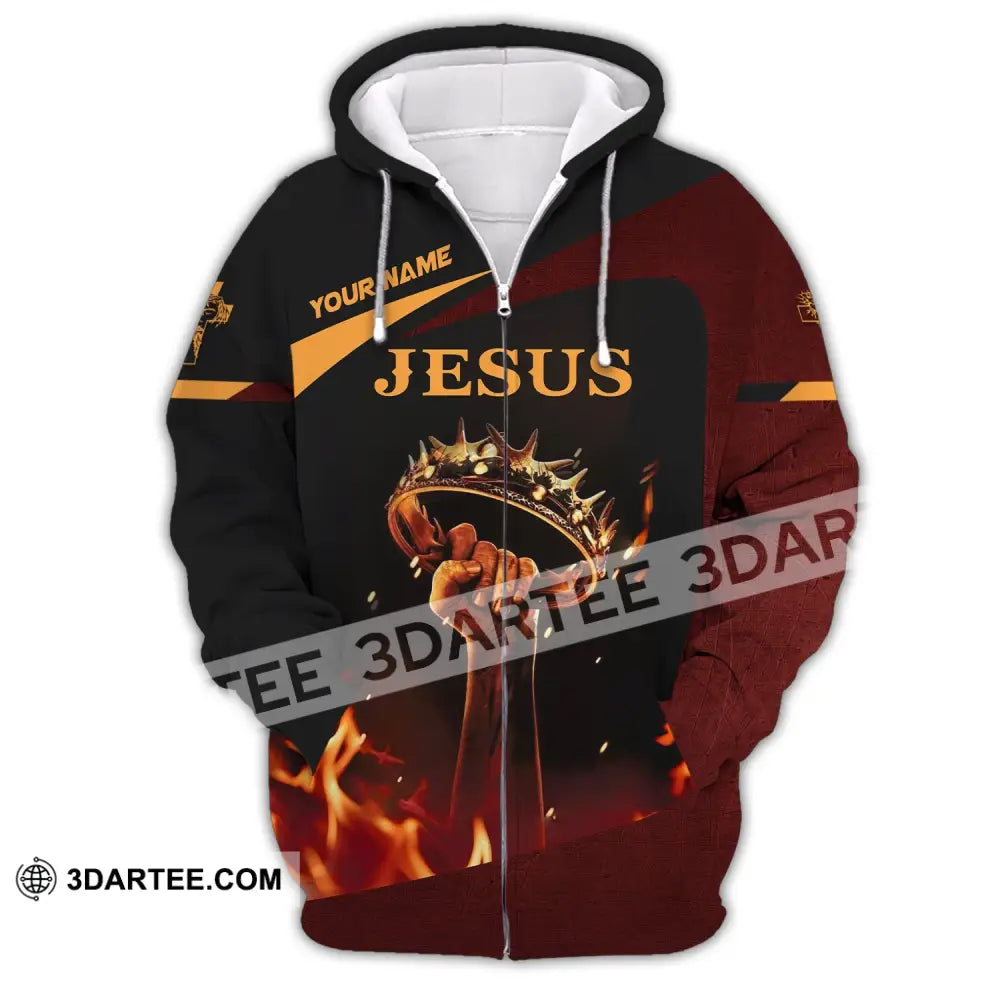 Unisex Shirt Custom Name Jesus Love Long Sleeve Hoodie Polo Gift For Christian Zipper / S T-Shirt