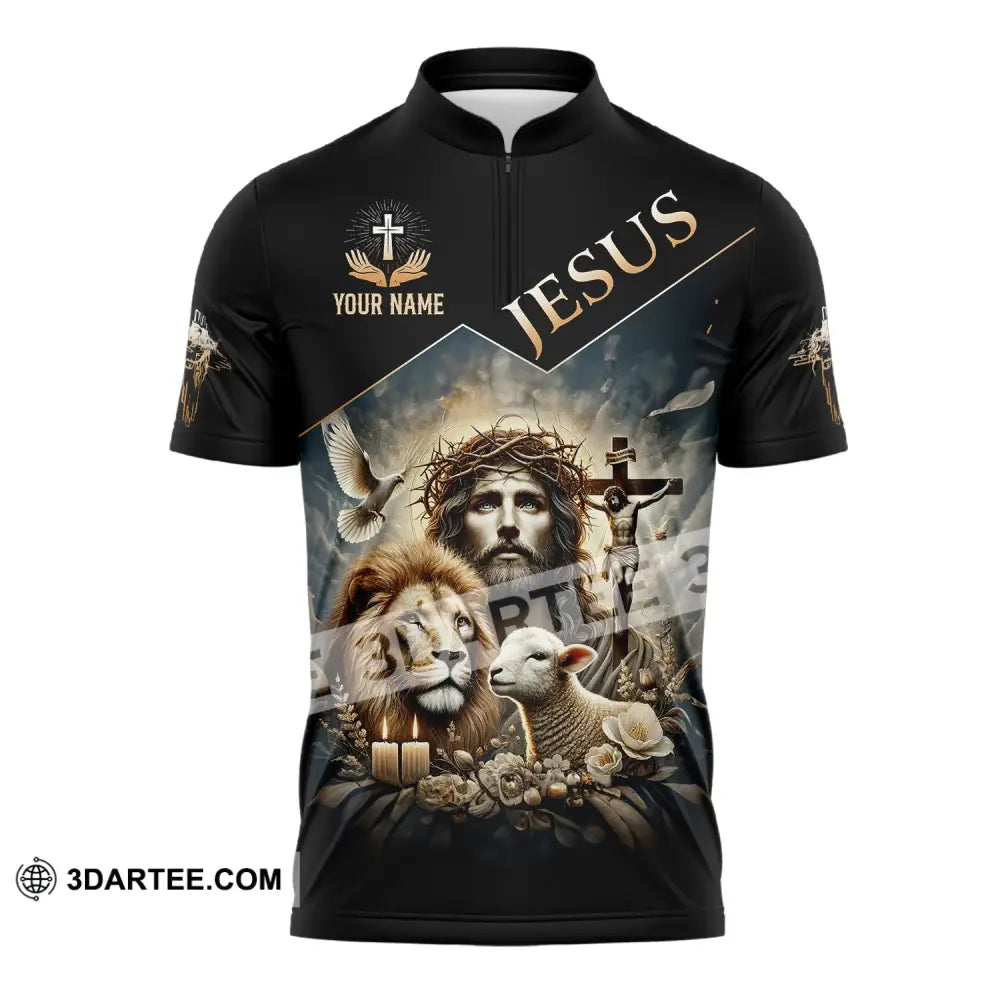 Unisex Shirt Custom Name Jesus Love Long Sleeve Hoodie Polo Gift For Christian Zipper / S T-Shirt