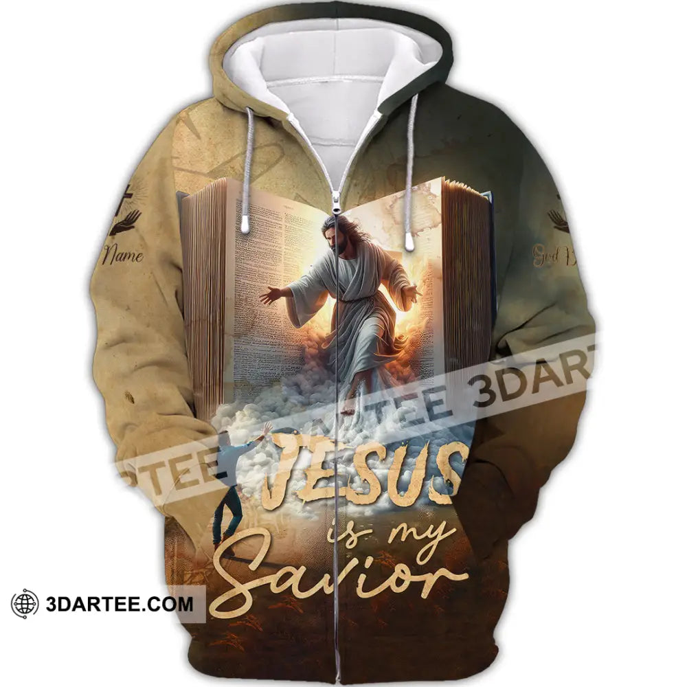 Unisex Shirt - Custom Name Jesus My Savior Zipper Hoodie / S T-Shirt