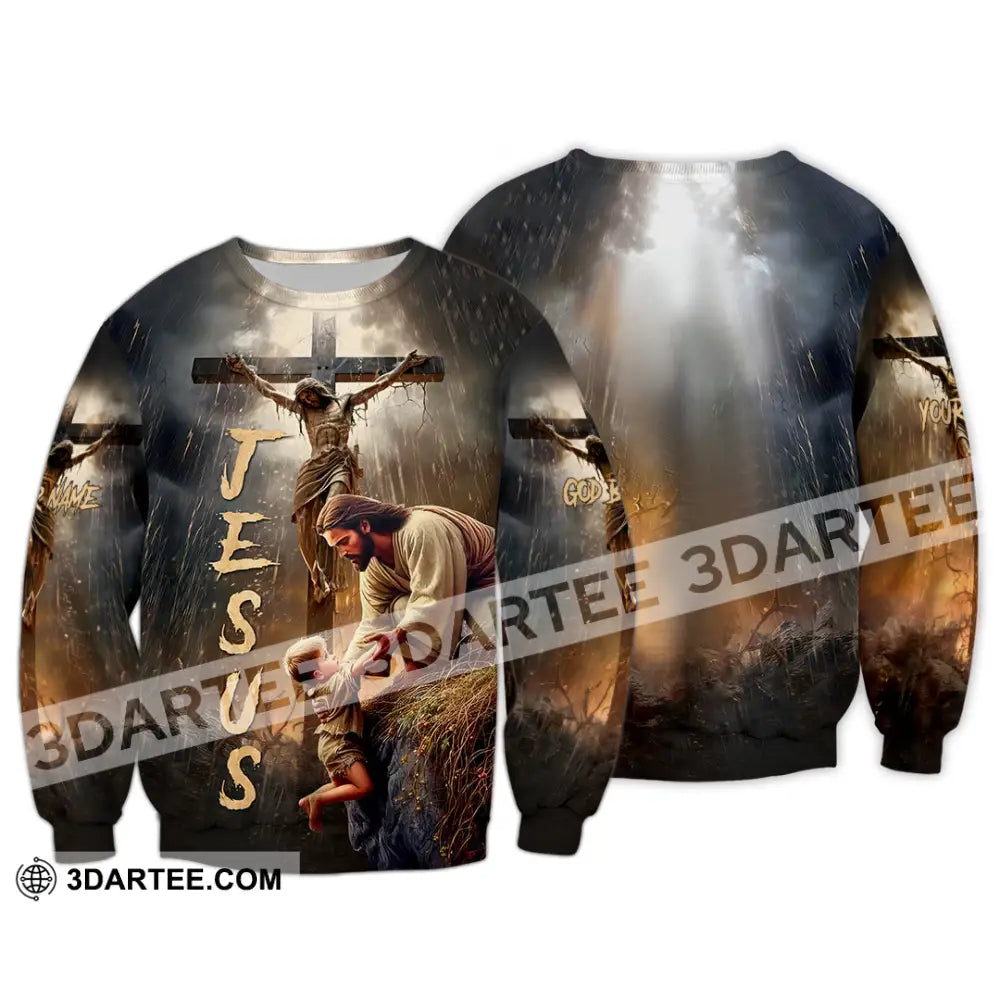 Unisex Shirt - Custom Name Jesus Saving Long Sleeve / S T-Shirt