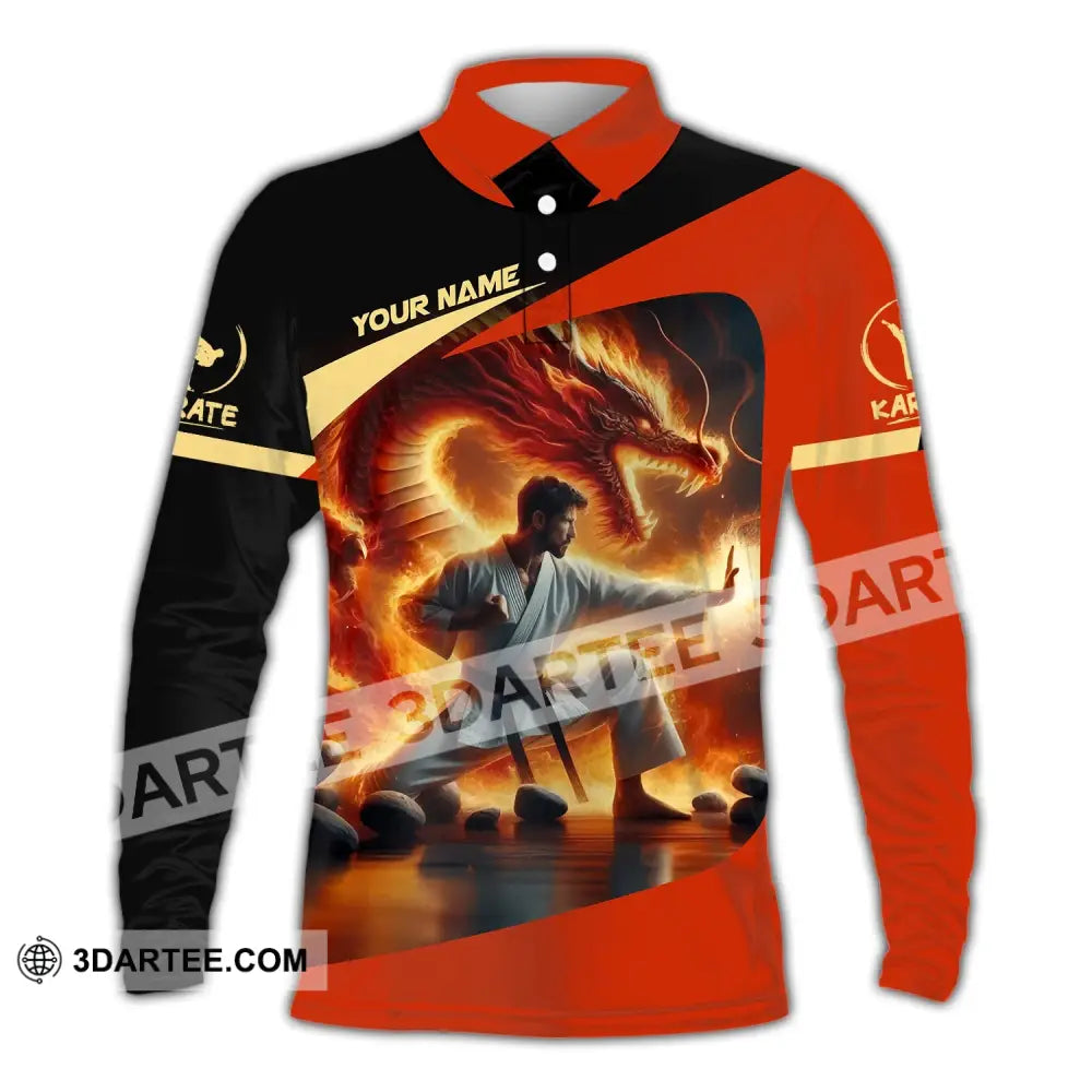 Unisex Shirt Custom Name Karate Polo Long Sleeve / S T-Shirt